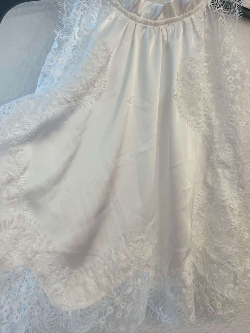 White lace satin free people style frock top